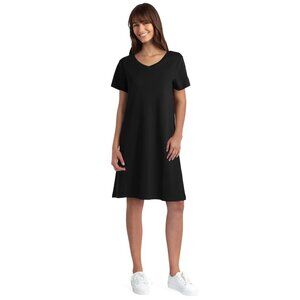 *NEW* Isaac Mizrahi Essential Pima Cotton V-Neck T-Shirt Dress Black M
